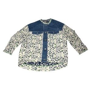 Juicy Judy Denim Flower Floral Print Sweater Jacket Size Small S